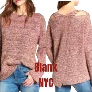 Nwt blank NYC pink shade relax fit cross back cotton sweater long sleeves sz M